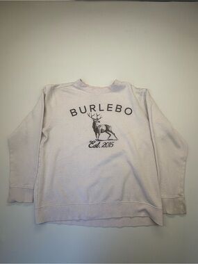 BURLEBO Men's Cream Crewneck Deer Graphic